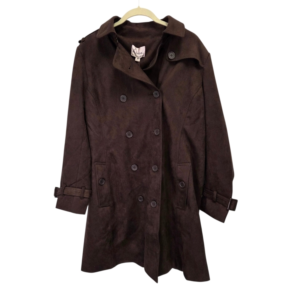 LINEA by Louis Dell’Olio Trench Coat Belted Chocolate Brown Size 16 New!